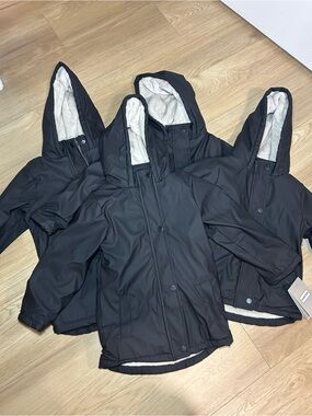 Kids Black Hooded Winter Jacket with Sherpa Lining